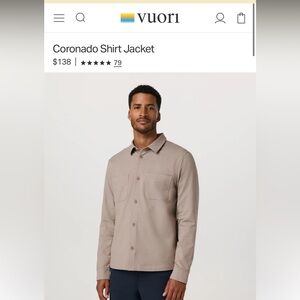 Vuori Coronado men’s shirt jacket in pumice heather
